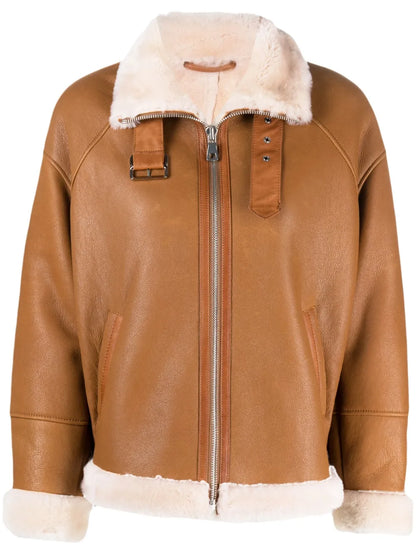 Zip-Front Shearling Jacket