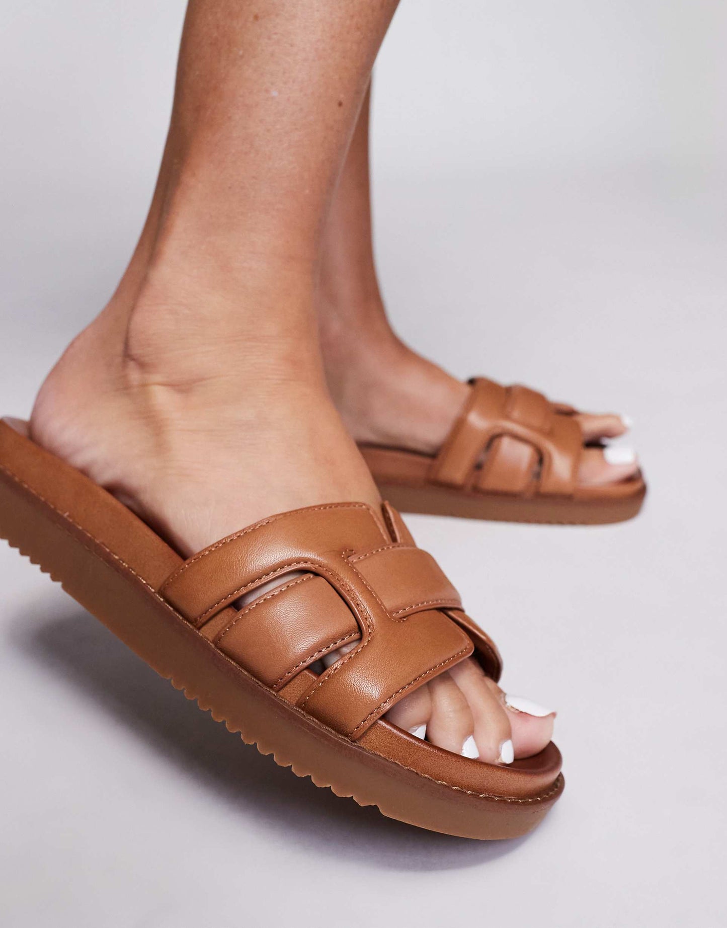 Wylalaendar Padded Footbed Sandals Medium Brown Leather