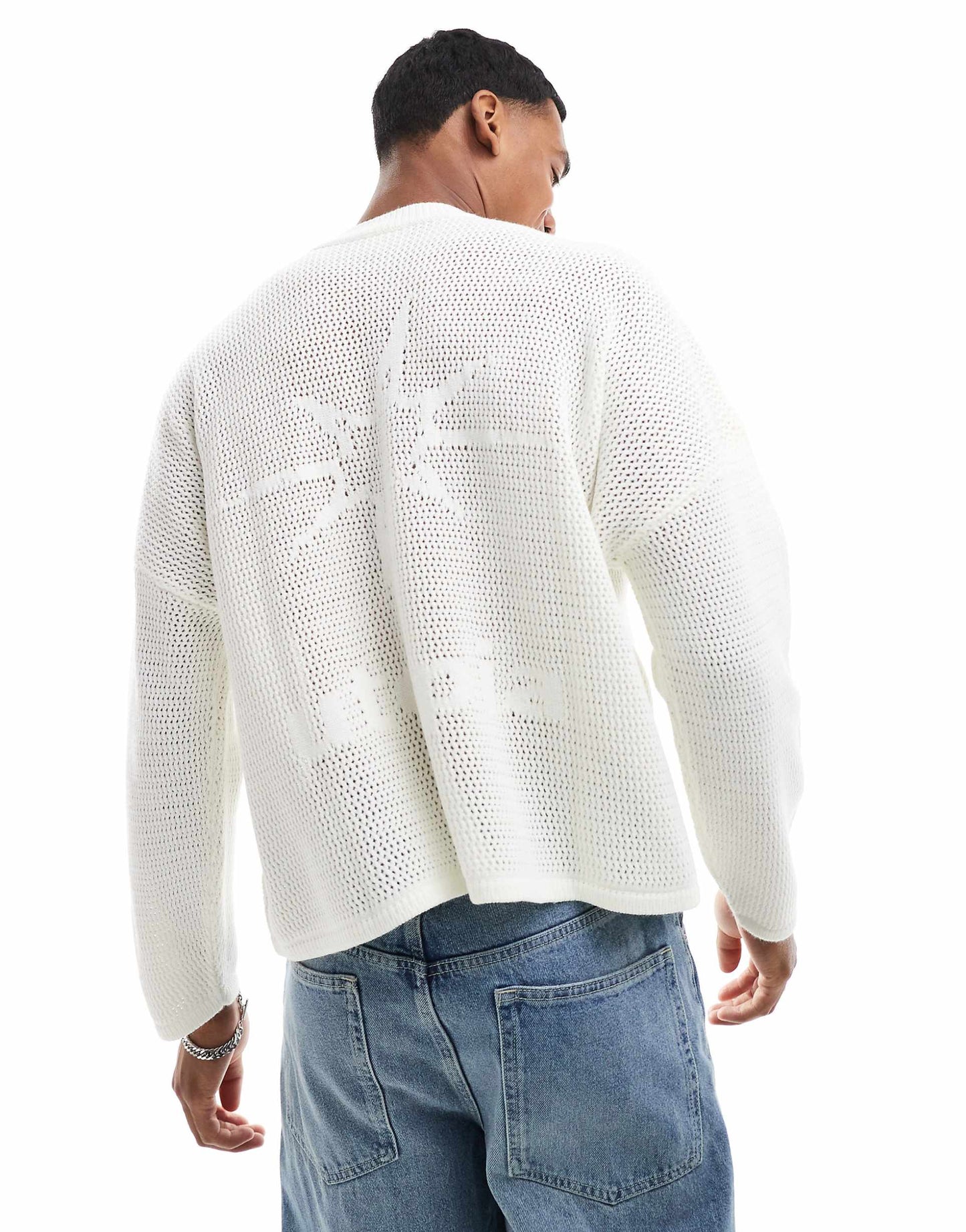 Oversized Cropped Knitted Jumper With Back Graphic