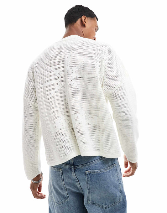 Oversized Cropped Knitted Jumper With Back Graphic