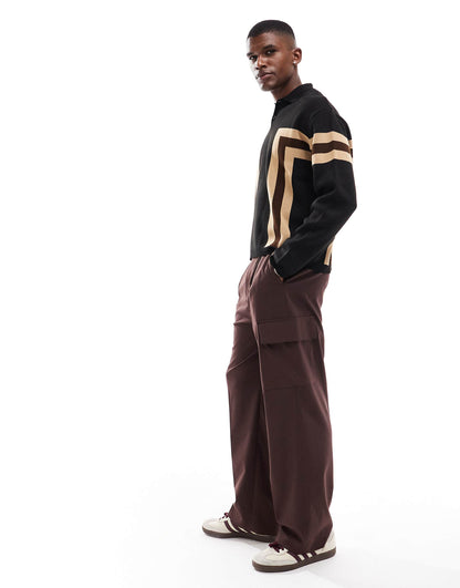 Knitted Oversized Boxy Polo With Panelling