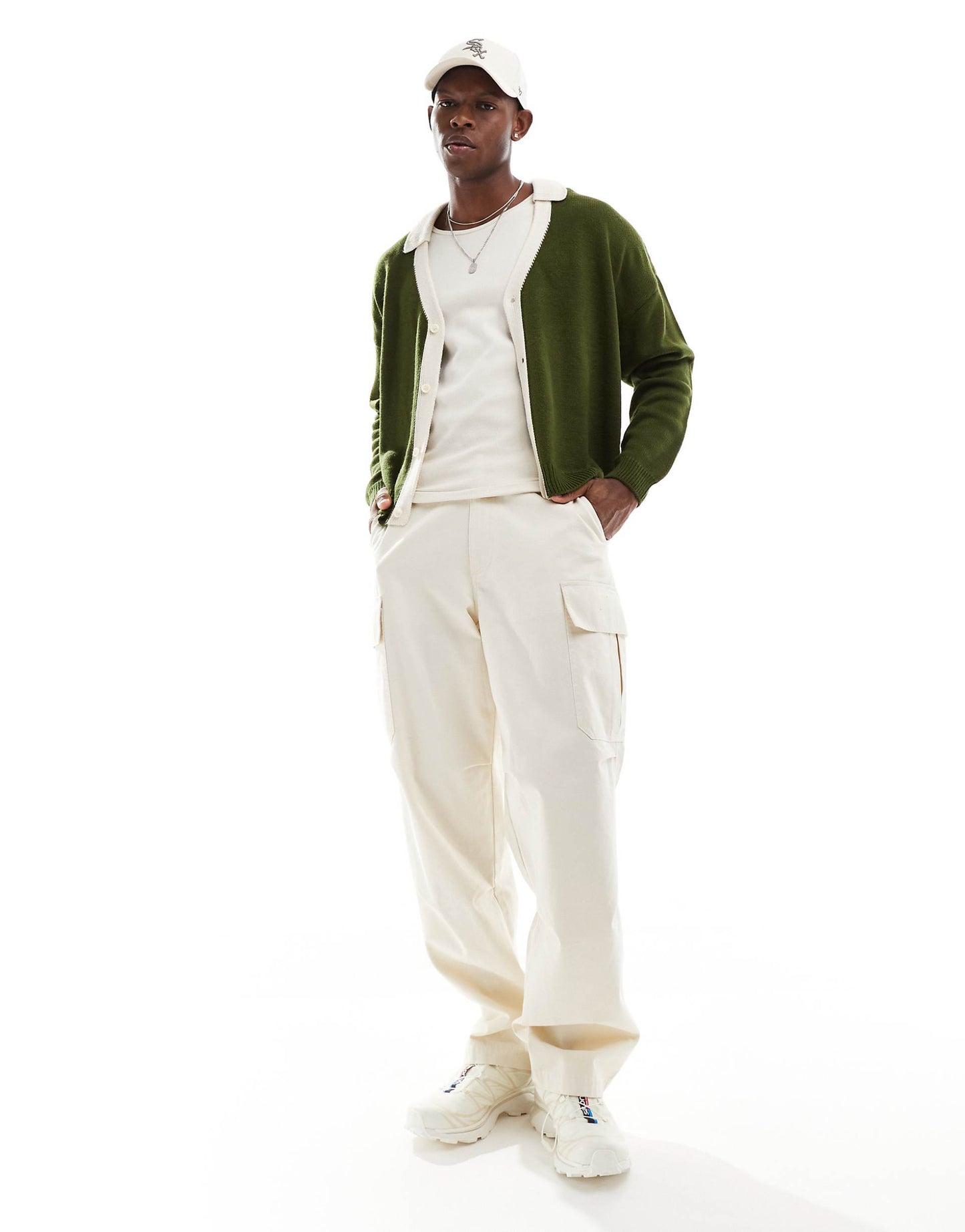 Knitted Oversized Boxy Cardigan With Collar