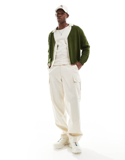 Knitted Oversized Boxy Cardigan With Collar