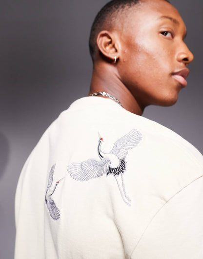 Crane Embroidered T-Shirt
