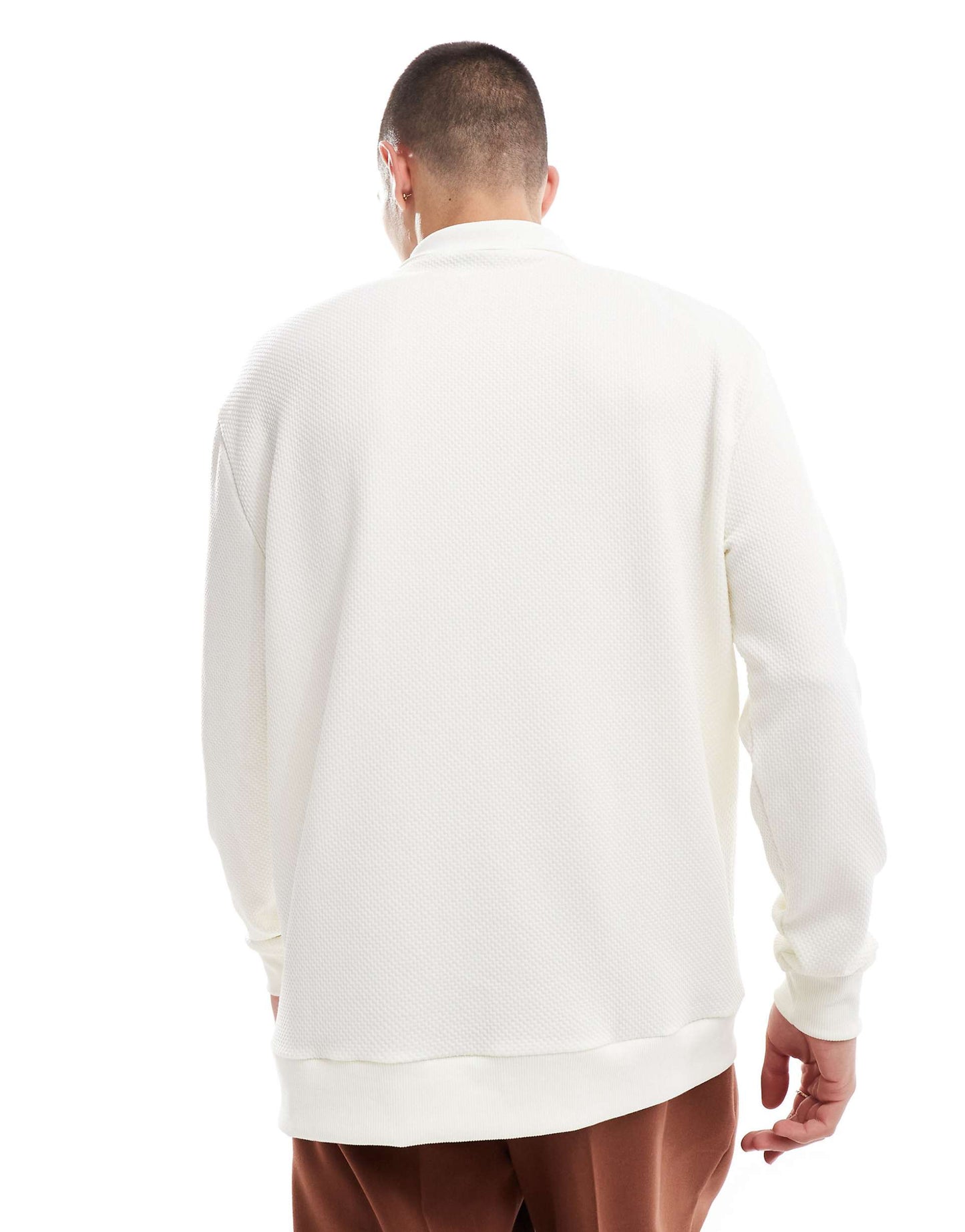 Long Sleeved Relaxed Polo Shirt With Quarter Zip