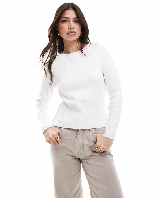 Boat Neck Jumper With Cinched Waist