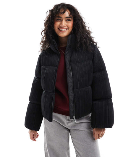 Crinkle Satin Puffer Jacket