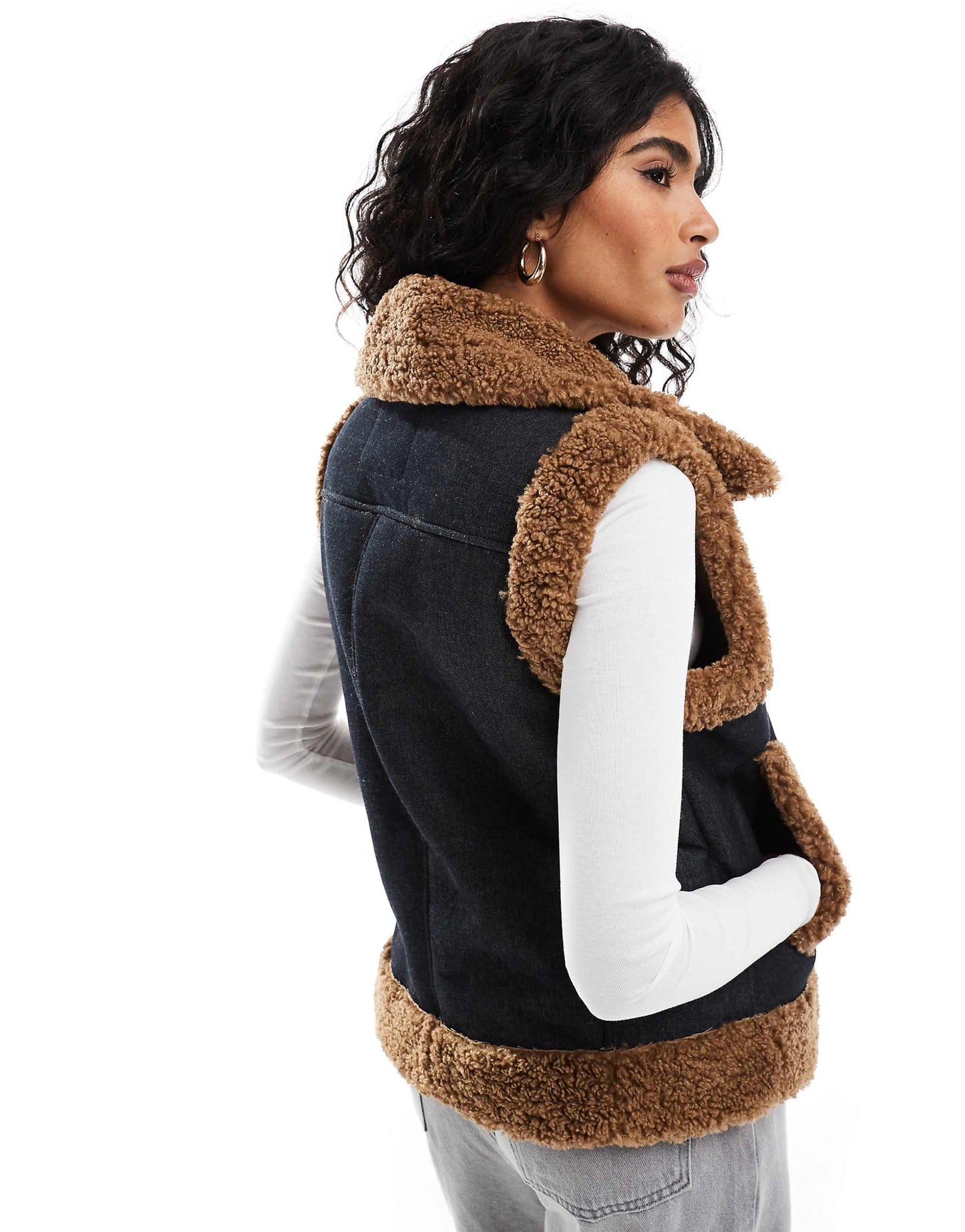 Denim Faux Fur Gilet