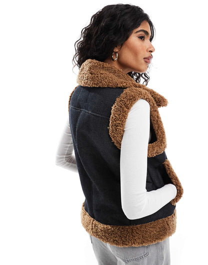 Denim Faux Fur Gilet