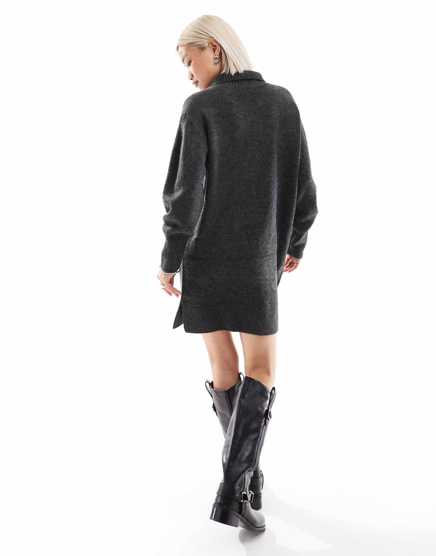 Knitted Jumper Dress With Half Zip