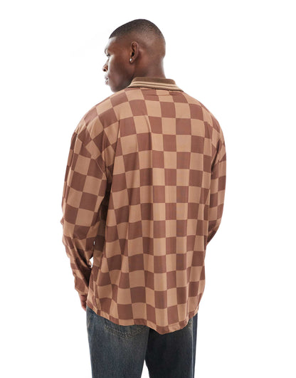 Oversized Long Sleeve Polo With Paraiso Chest Print