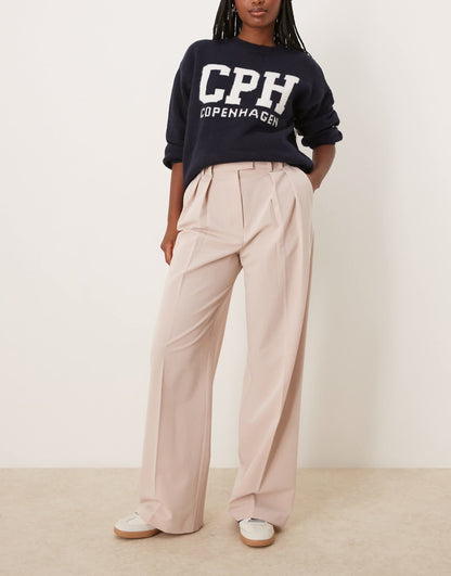 Tailored Wide Leg Trousers With Pleat Detail