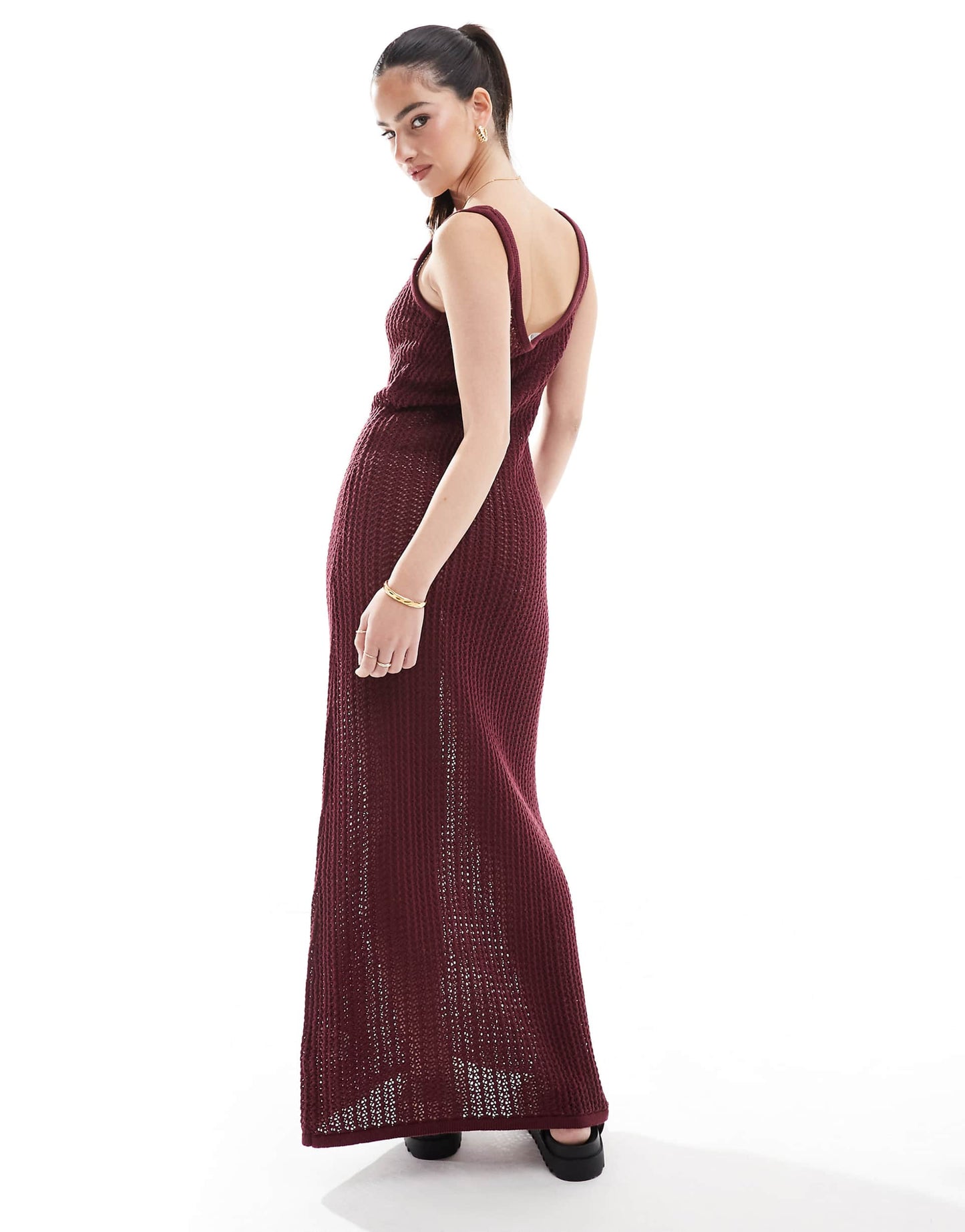 Crochet Scoop Neck Maxi Beach Dress