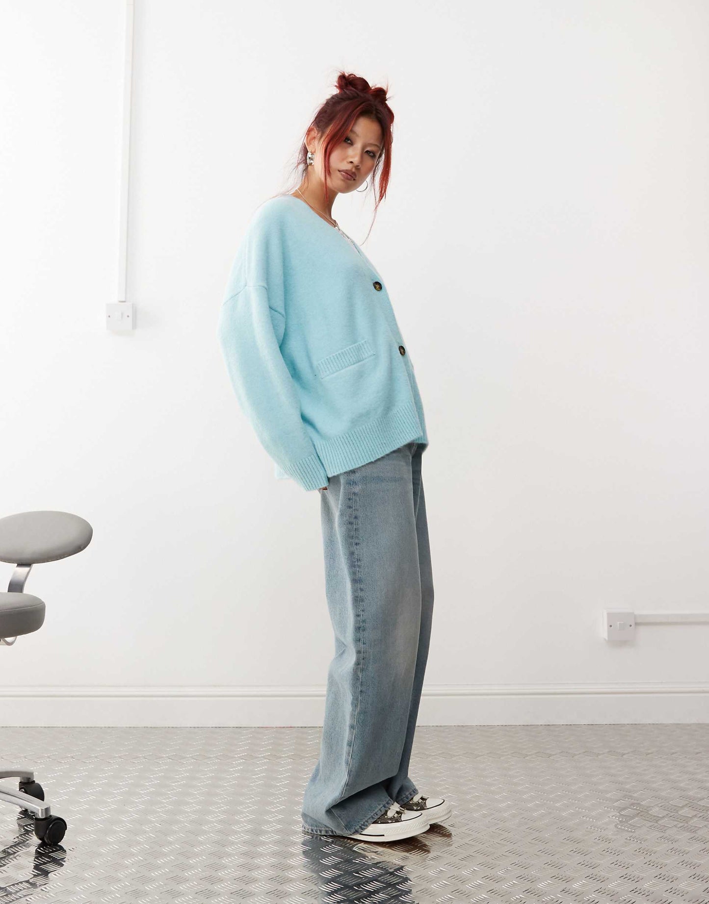 Knit Button Front Oversized Cardigan