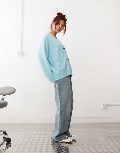 Knit Button Front Oversized Cardigan