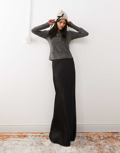 Satin Bias Cut Maxi Skirt