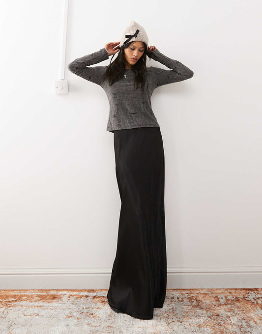 Satin Bias Cut Maxi Skirt