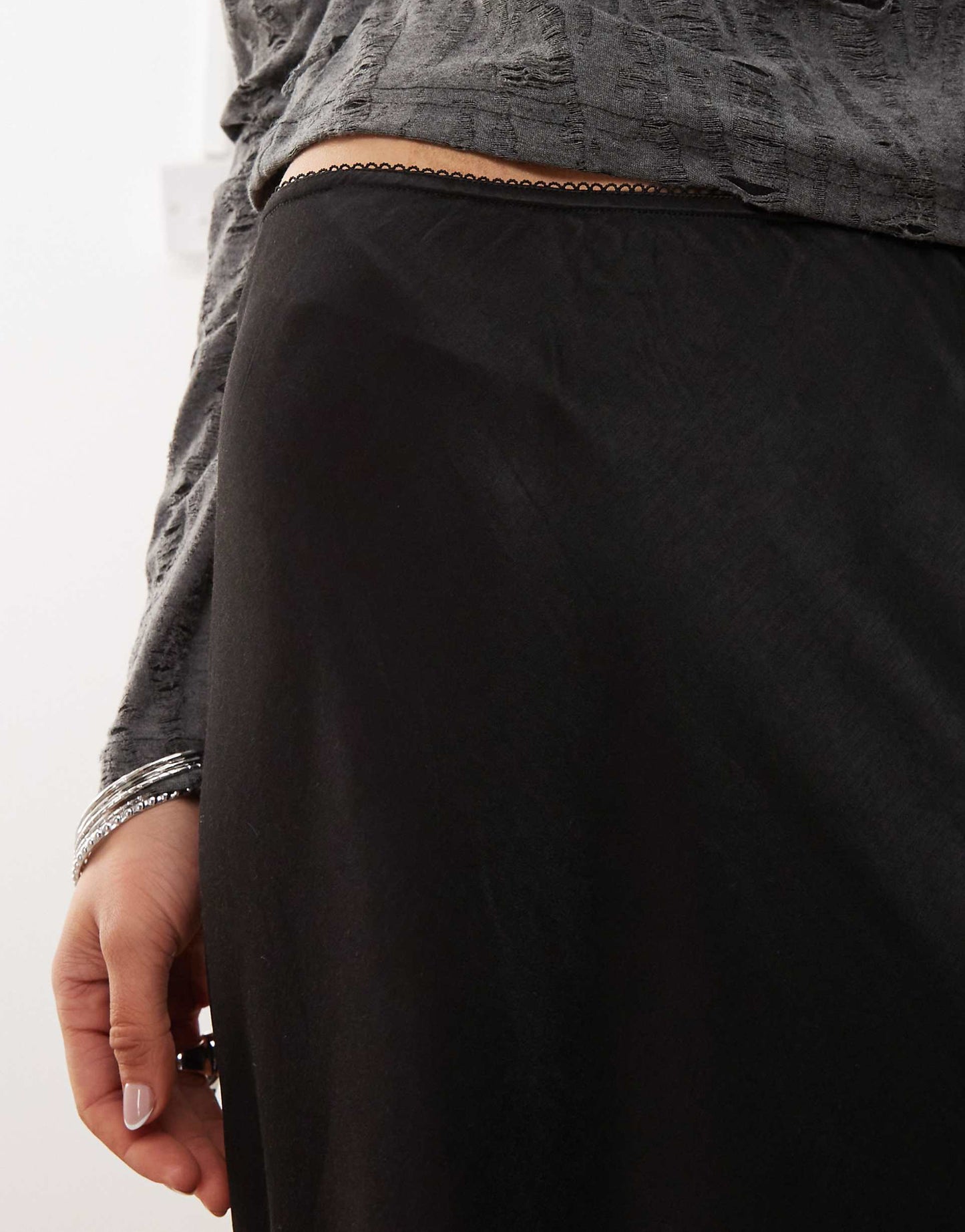 Satin Bias Cut Maxi Skirt