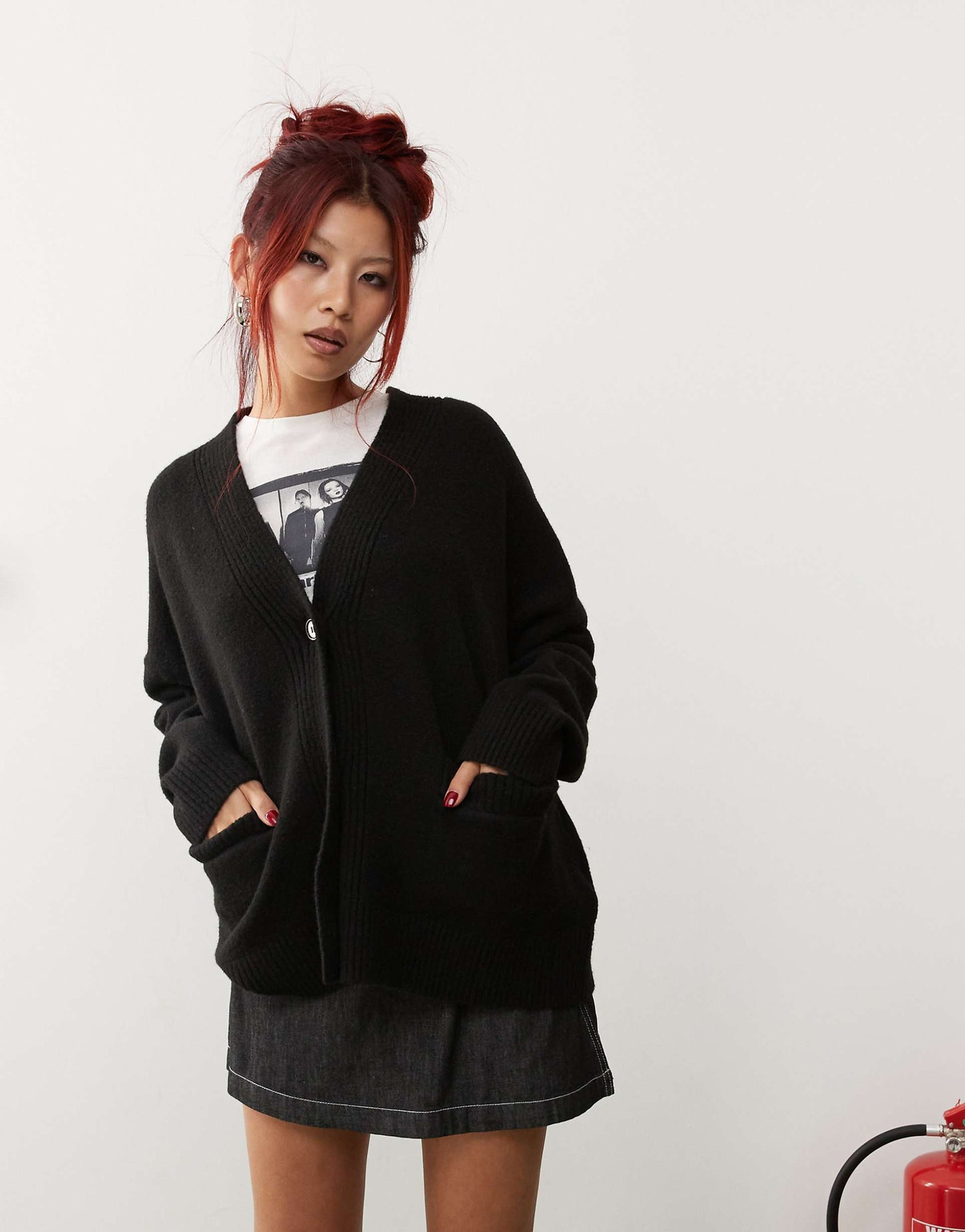 Knit Button Front Oversized Cardigan