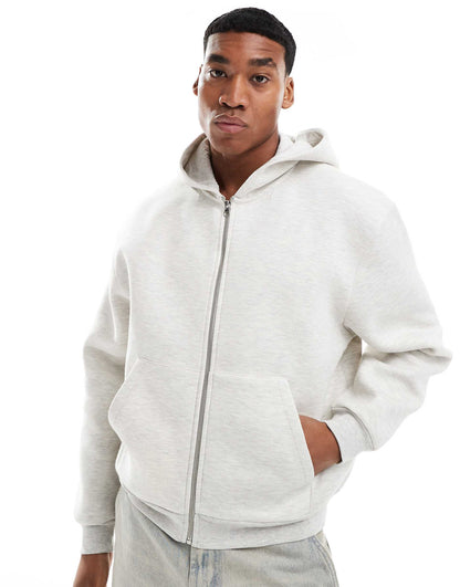 Boxy Oversized Scuba Zip Through Hoodie