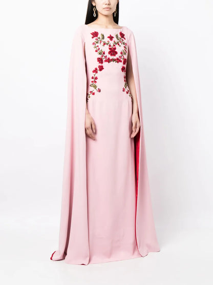 Vittoria Embroidered Cape Gown
