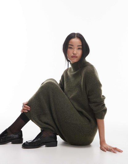 Femme Roll Neck Knitted Dress