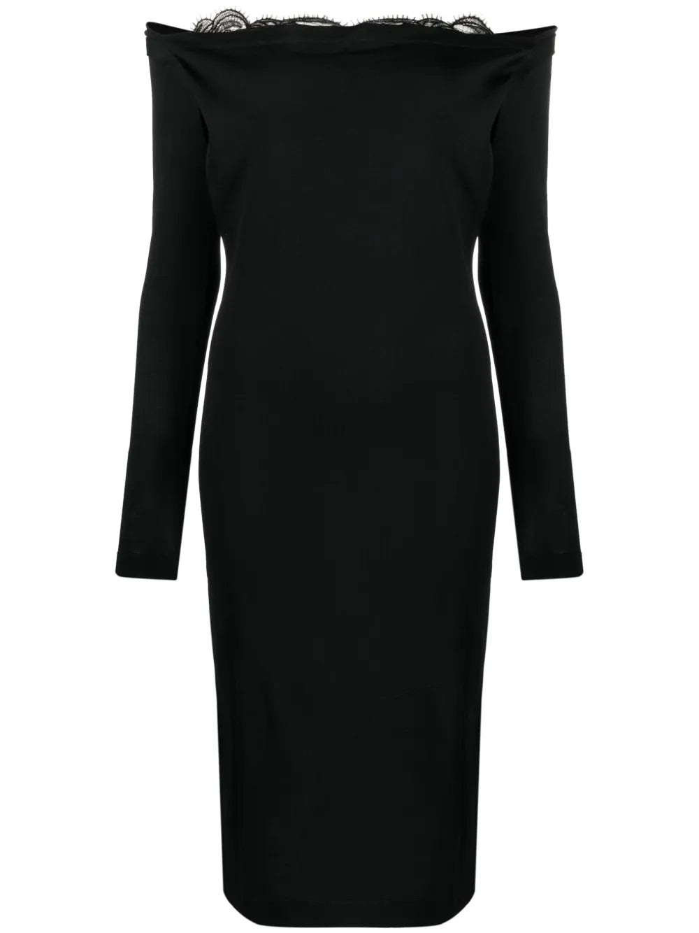 Lace-Trim Off-Shoulder Midi Dress