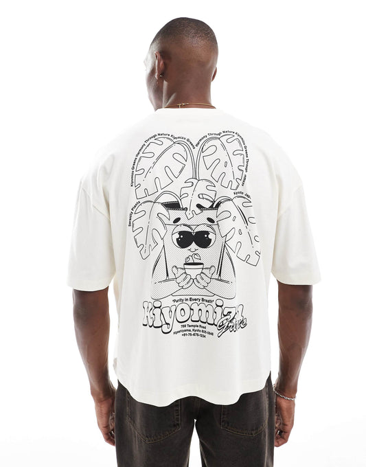 Oversized Boxy T-Shirt With Plant Back Print