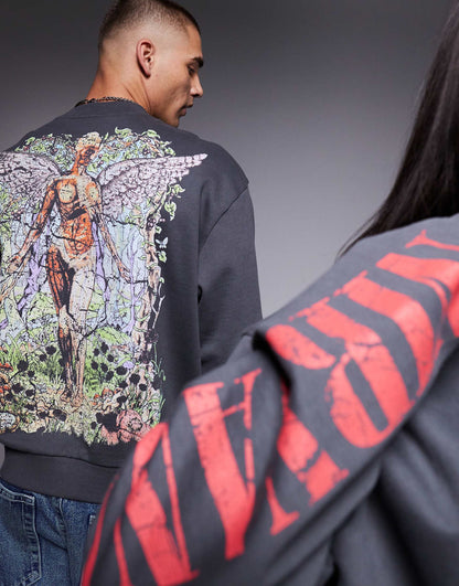 Unisex Boxy Oversized License Sweatshirt With Nirvana Prints