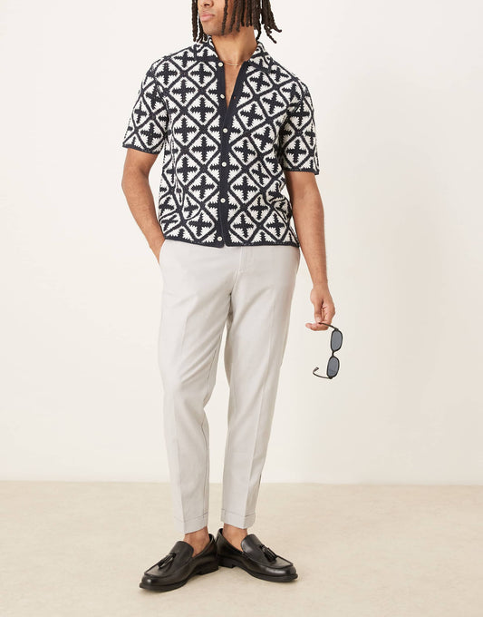 Smart Tapered Fit Linen Blend Trousers
