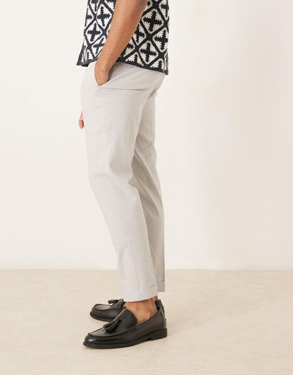 Smart Tapered Fit Linen Blend Trousers
