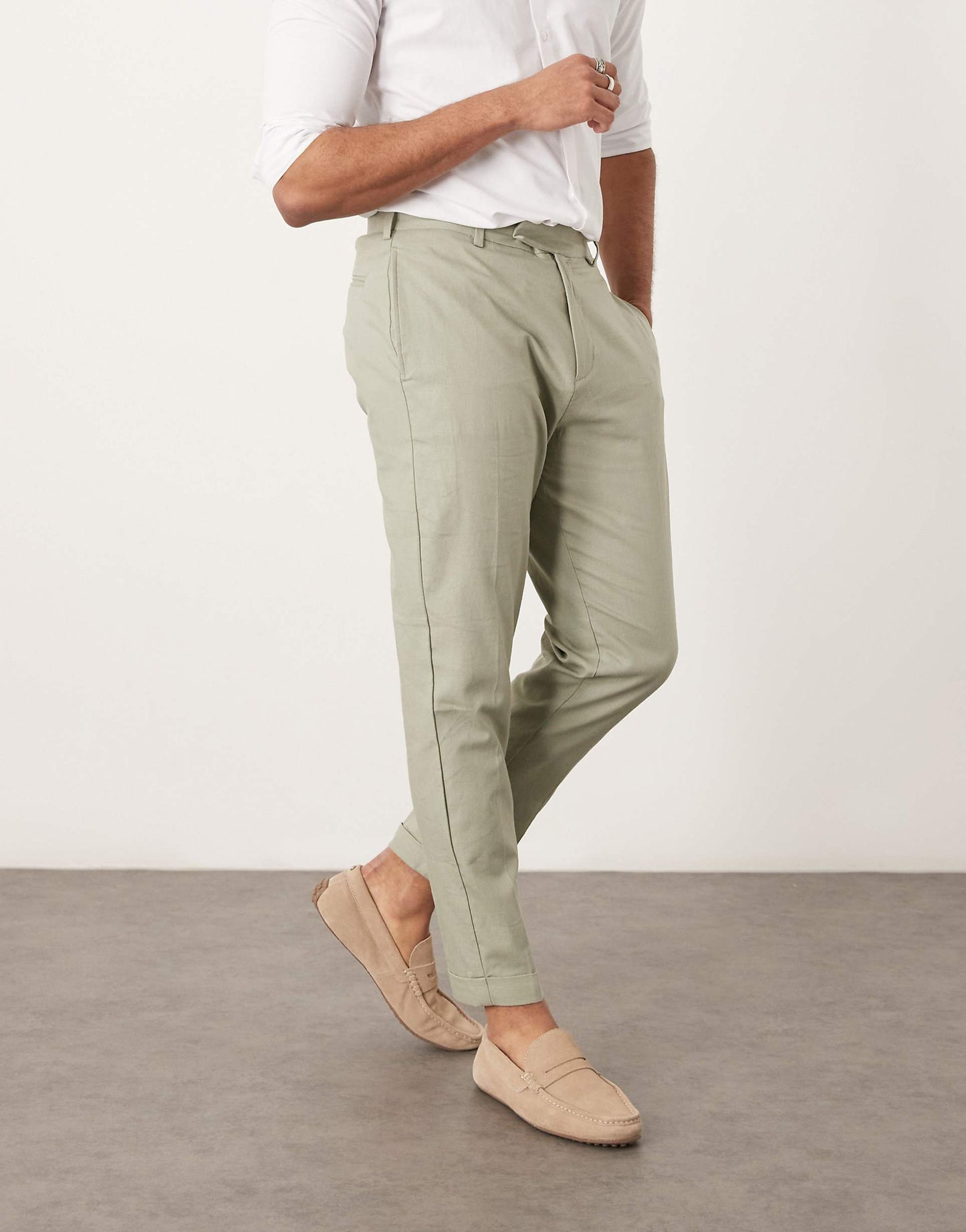 Smart Tapered Fit Linen Blend Trousers