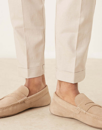 Smart Tapered Fit Linen Blend Trousers