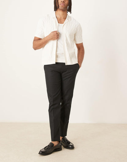 Smart Slim Fit Linen Blend Trousers