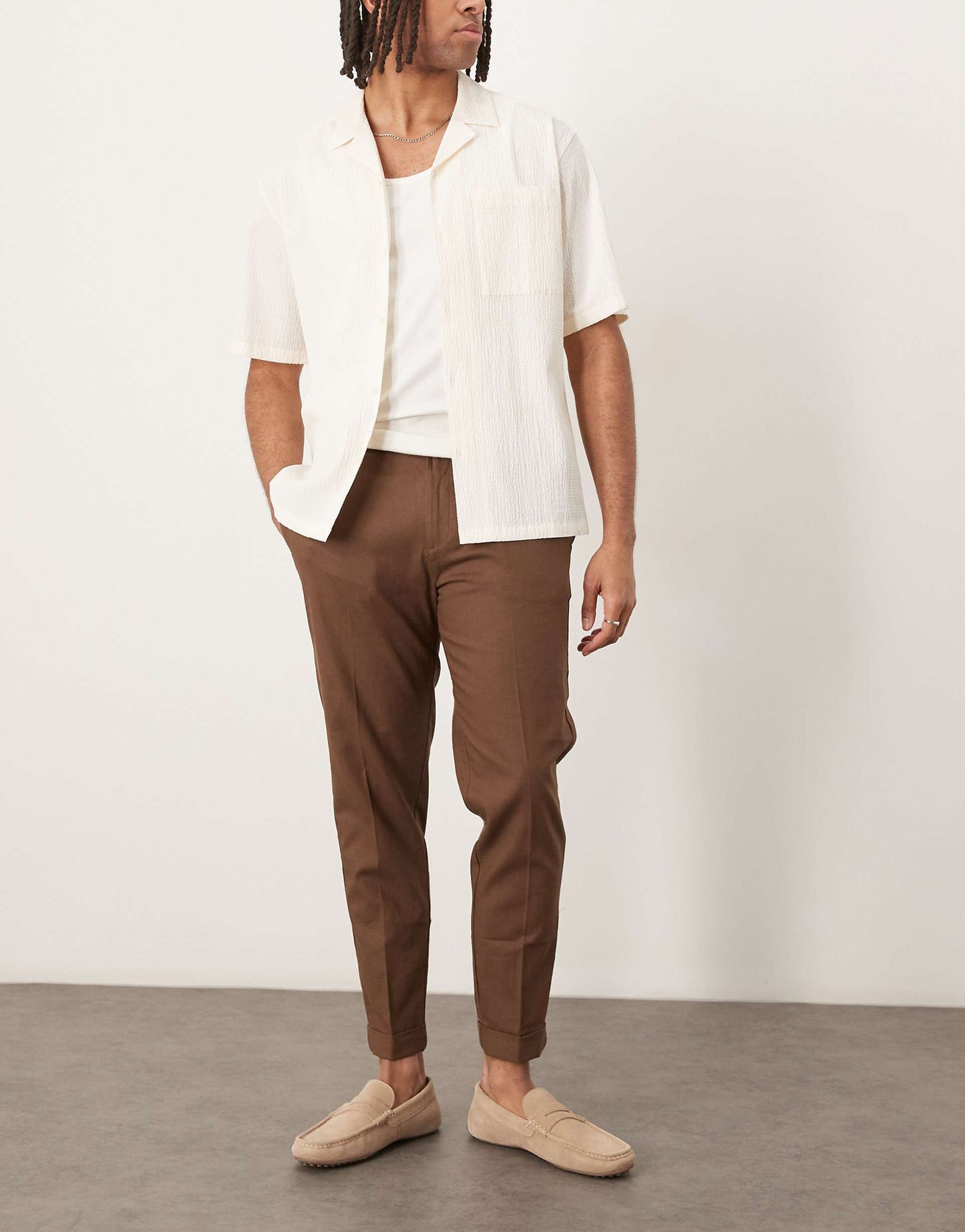 Smart Tapered Fit Linen Blend Trousers