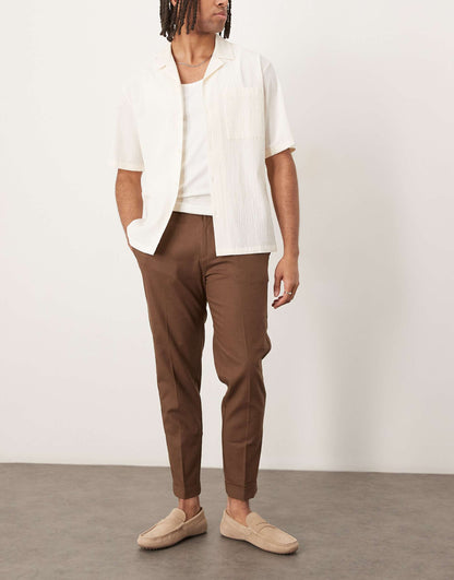 Smart Tapered Fit Linen Blend Trousers