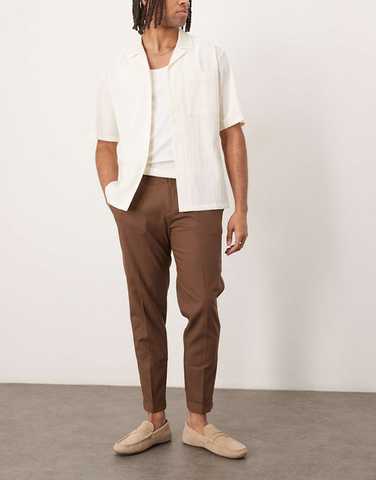 Smart Tapered Fit Linen Blend Trousers