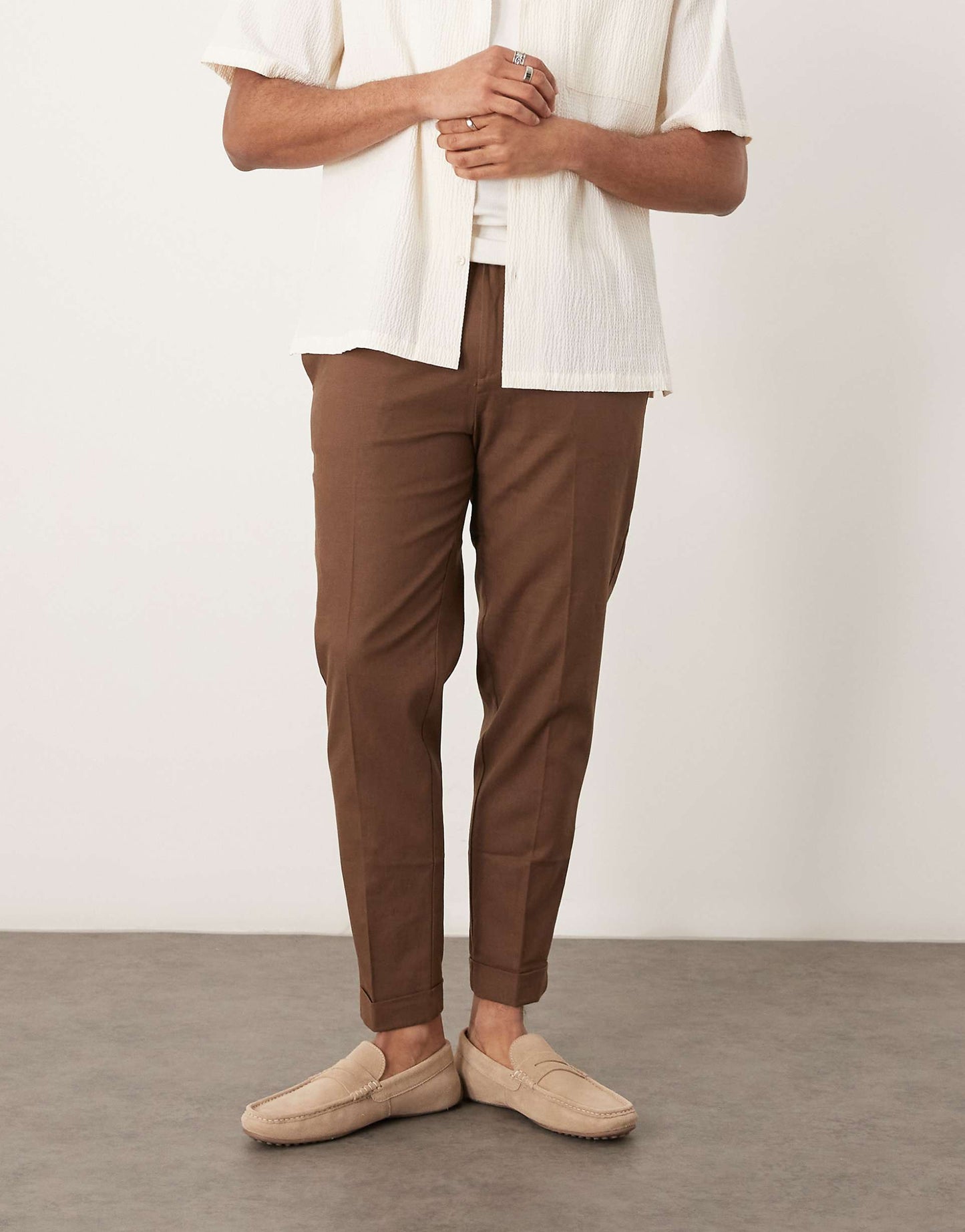 Smart Tapered Fit Linen Blend Trousers