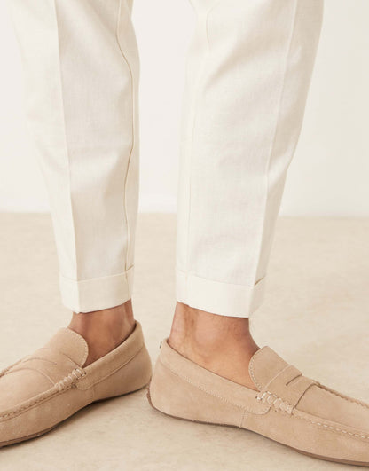 Smart Tapered Fit Linen Blend Trousers