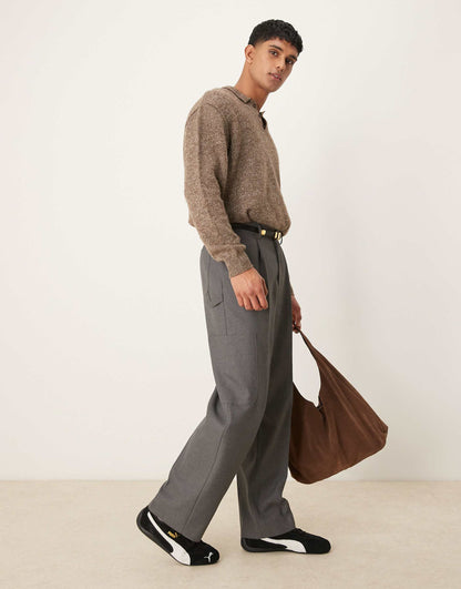Smart Wide Leg Carpenter Trousers