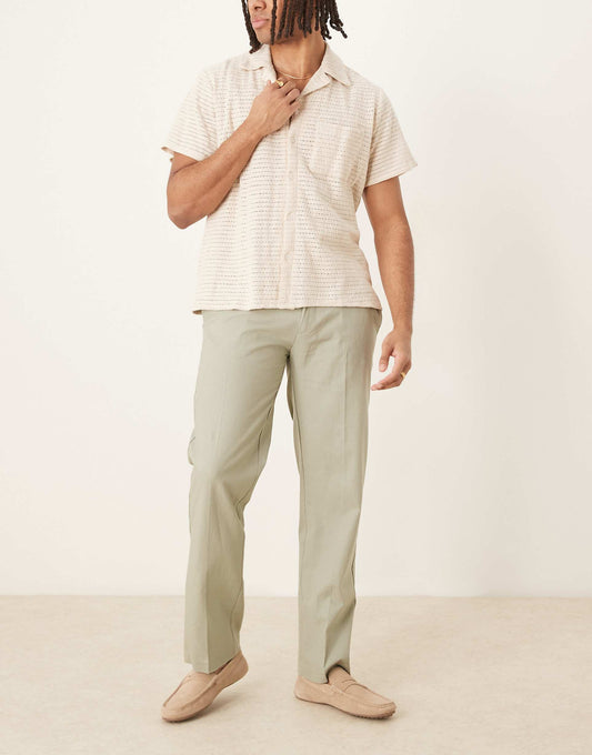 Smart Straight Leg Linen Blend Trousers