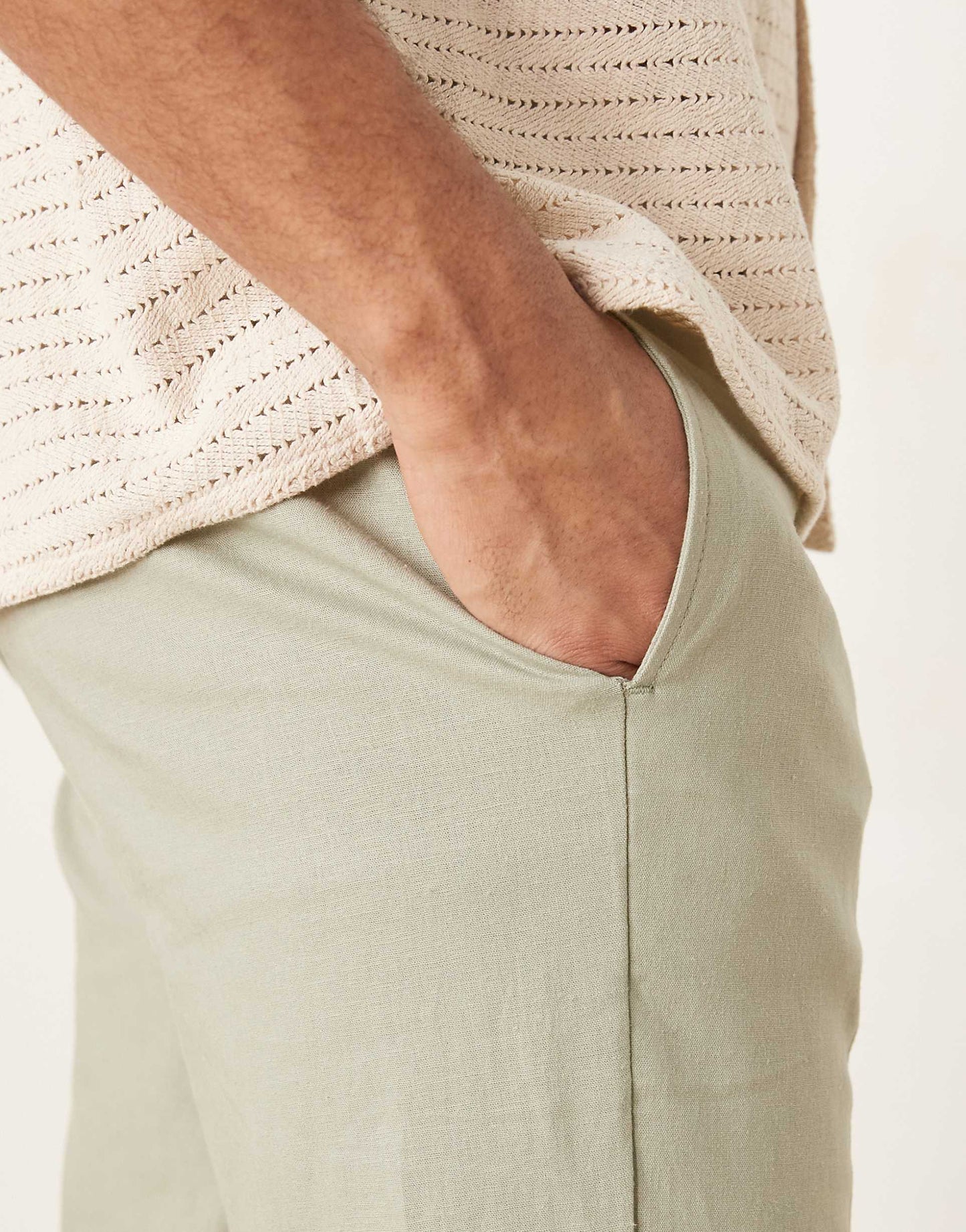 Smart Straight Leg Linen Blend Trousers