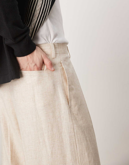 Smart Linen Blend Wide Leg Trousers
