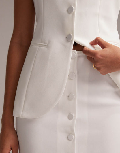 Button Detail Pencil Midaxi Skirt