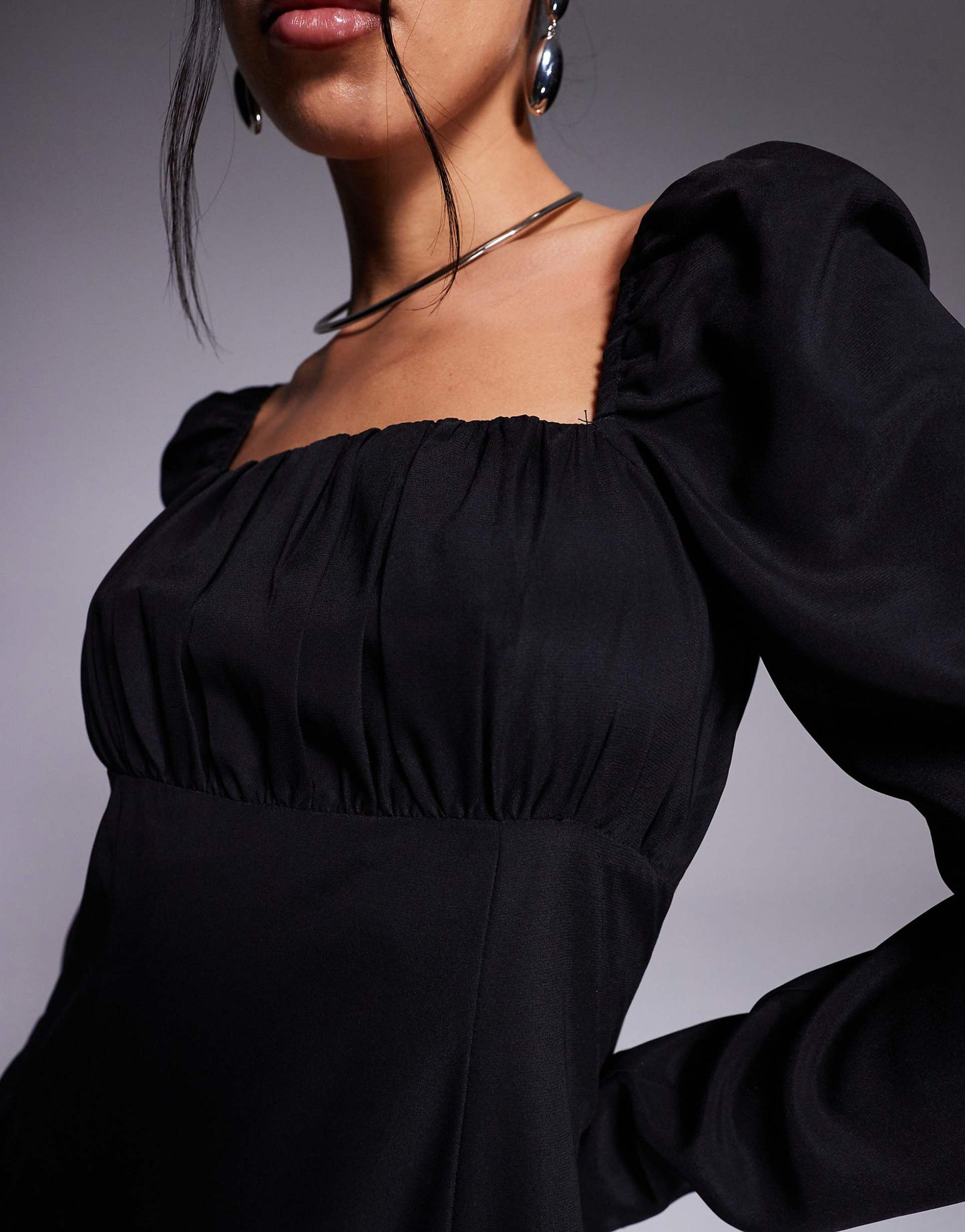 Long Sleeve Puffball Mini Dress