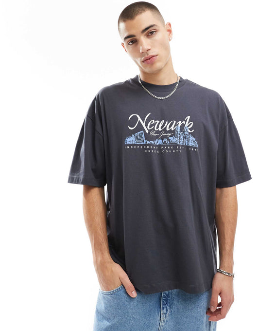 Oversized T-Shirt With City Front Print