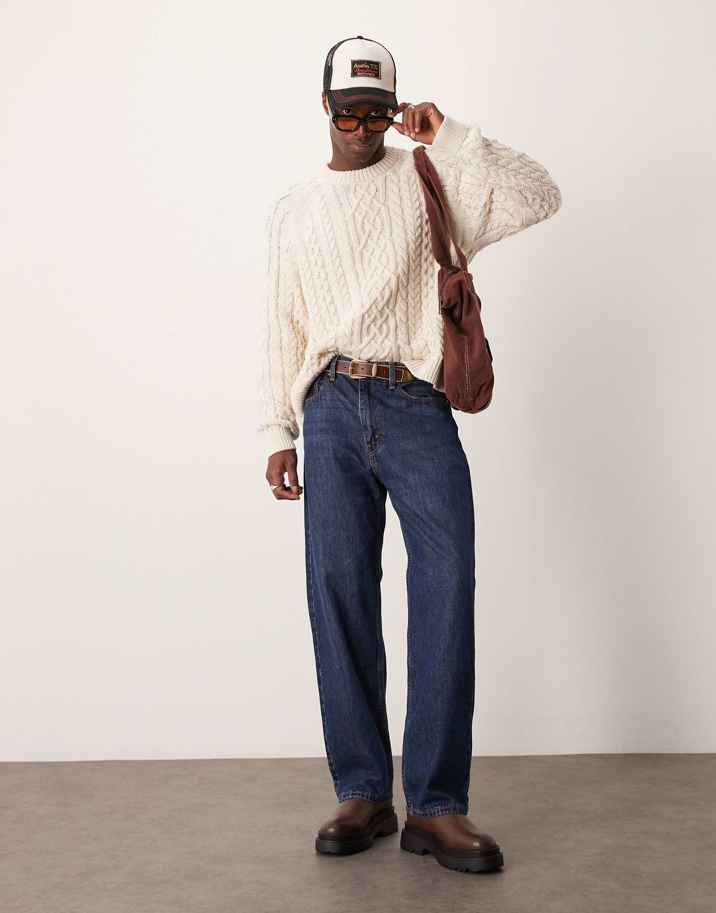 Warm Handle Oversized Fisherman Cable Knit Jumper