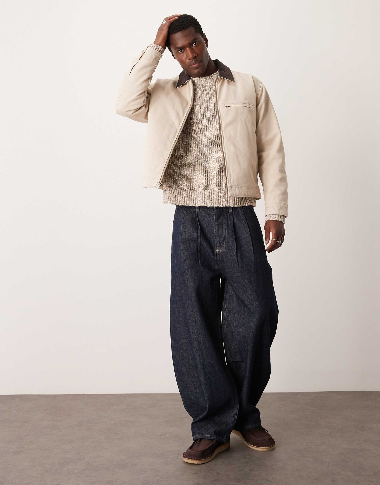 Oversized Crewneck Stripe Stitch Knit Jumper