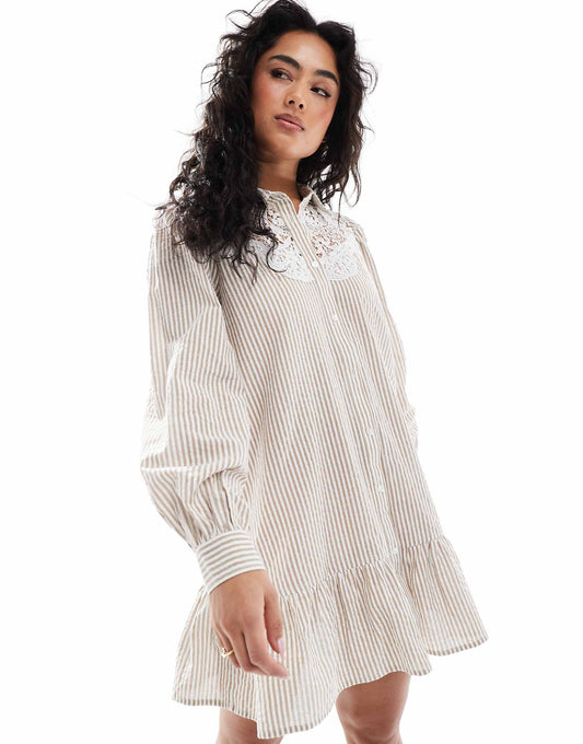 Embroidered Detail Shirt Dress
