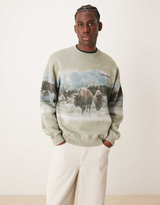 National Parks Yellowstone Print Sweatshirt